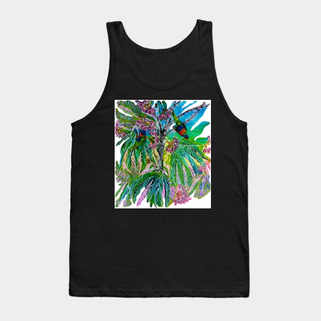 An Australian Rainbow Lorikeets Parrot Party Tank Top by traceyart